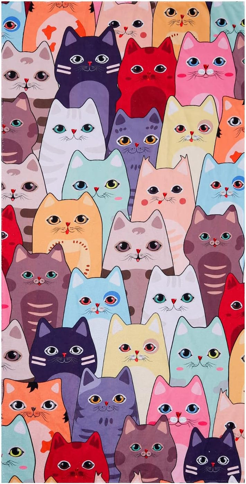 Large Kitten Cat Beach Towel, 30" X 60" Soft Microfiber, Absorbent, Quick Dry, Sand Free, Light, Multiuse for Bath, Pool, Swim, Cute Cat Gifts