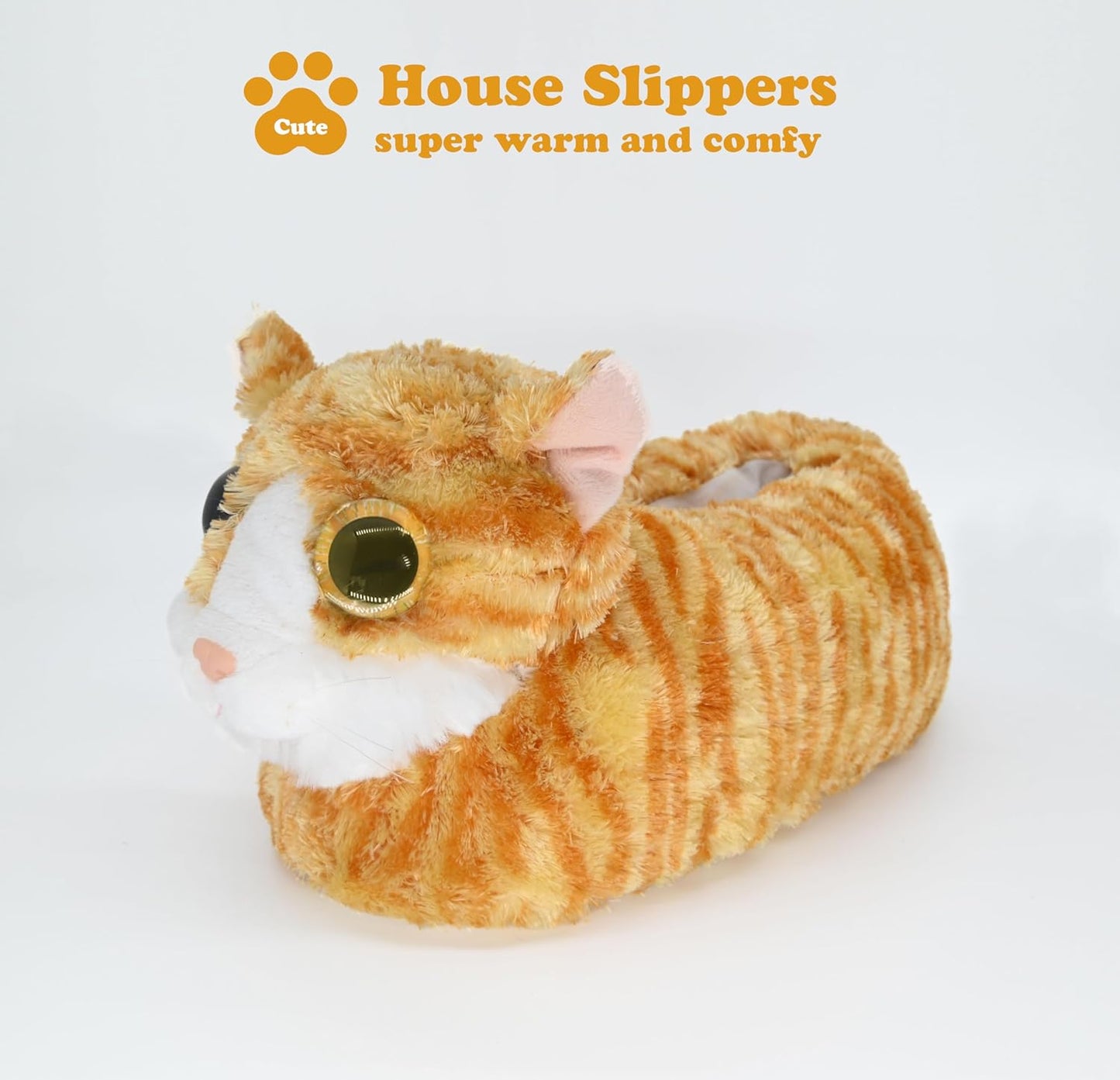 Indoor Fuzzy Winter Animal Cat Plush Slippers for Women Men Kids,Faux Fur,Warm House Slipper
