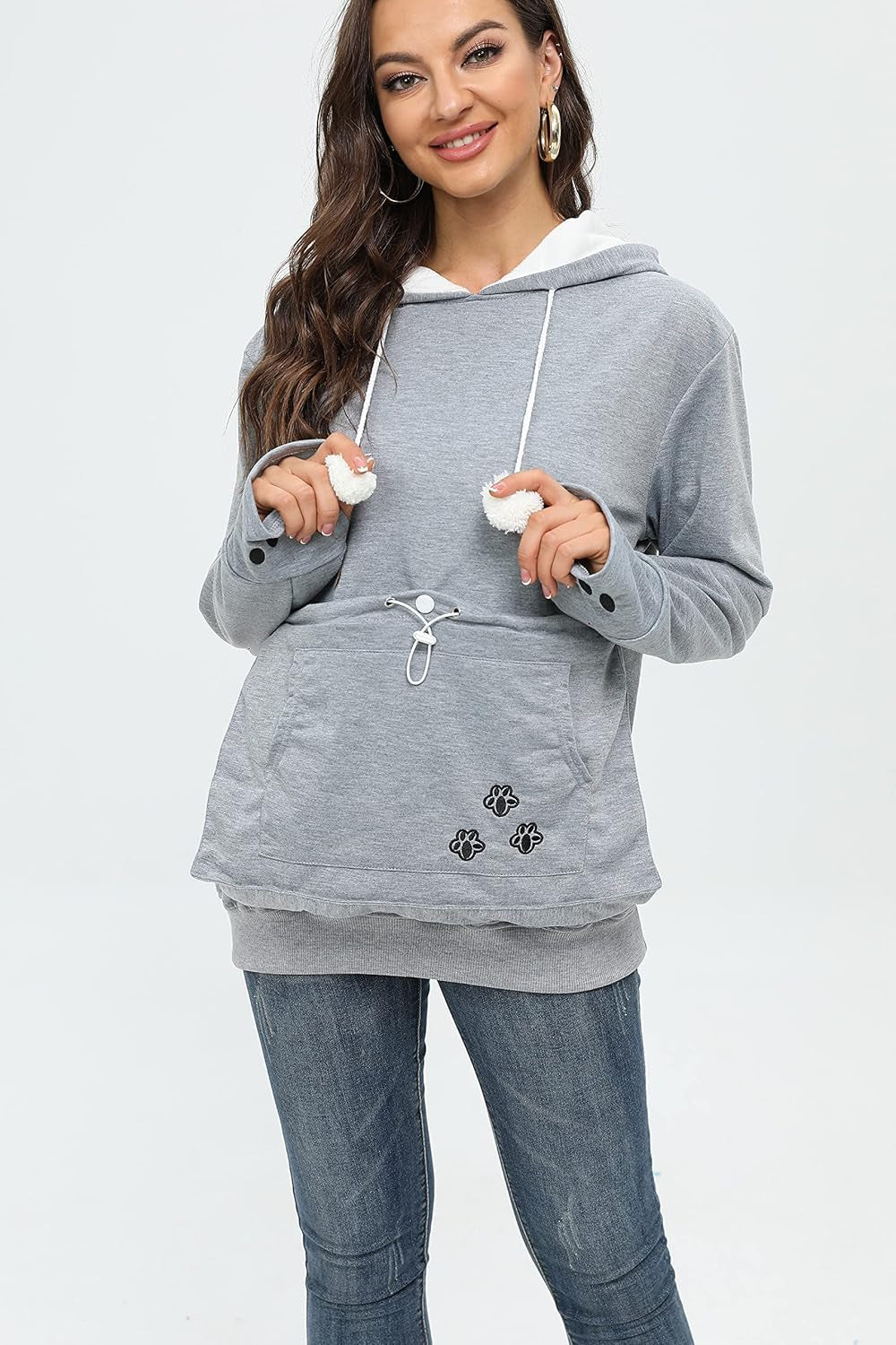 Fleece Pet Cat Small Day Pouch Hoodie Carrier Holder Carrying Sweatshirt Kangaroo Pocket