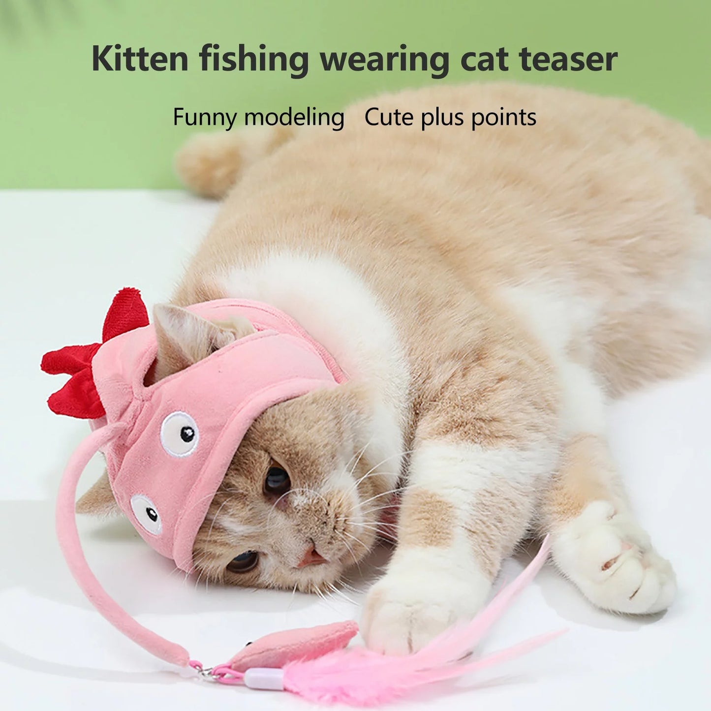 Head Mounted Cat Toy Teaser Cat Stick Cute Pet Headgear Feather Funny Cat Stick Cat Teasing Stick Interactive Cat Teaser Toy