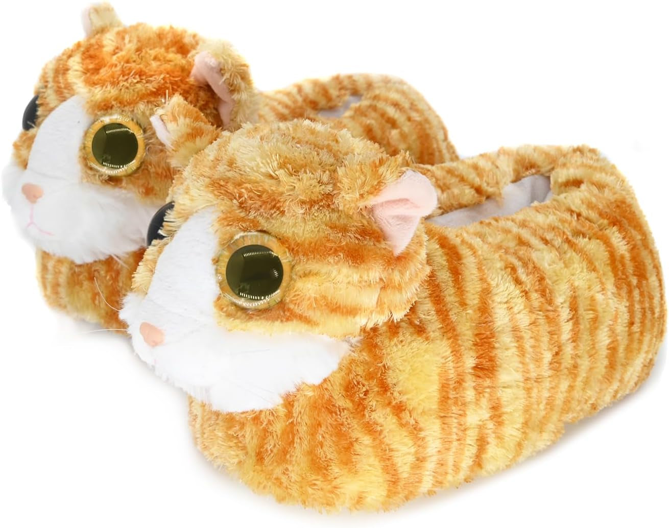 Indoor Fuzzy Winter Animal Cat Plush Slippers for Women Men Kids,Faux Fur,Warm House Slipper