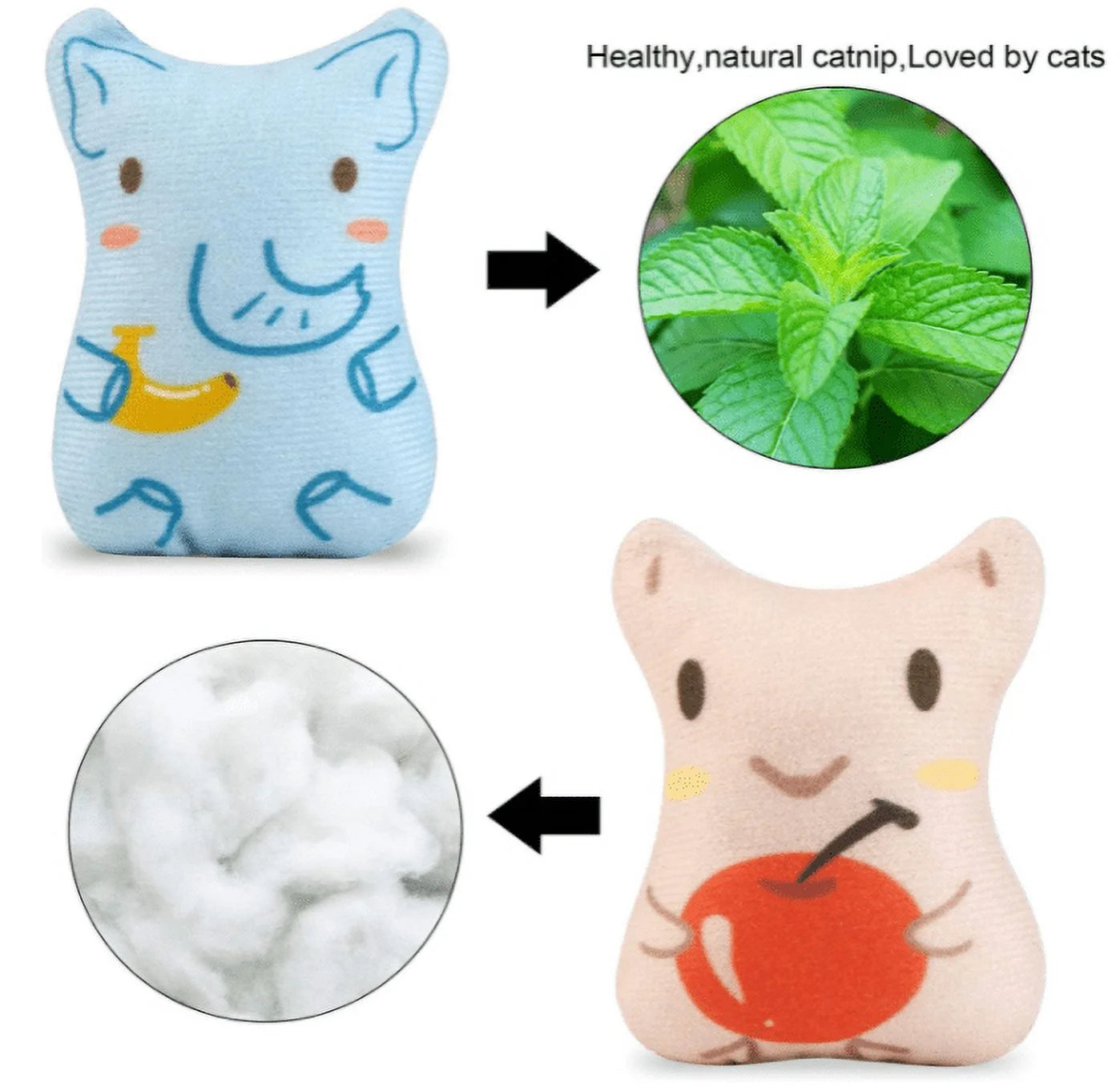 Catnip Toys for Cats - Plush Toys Cat Chew Toys Teething Interactive for Kitten 5 PCS