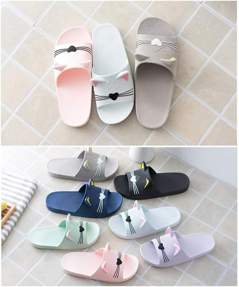 Women'S Cute Cartoon Animal Ears Non-Slip Shower Sandals Bathroom Soft Slipper Cat Ears Couples Shoes