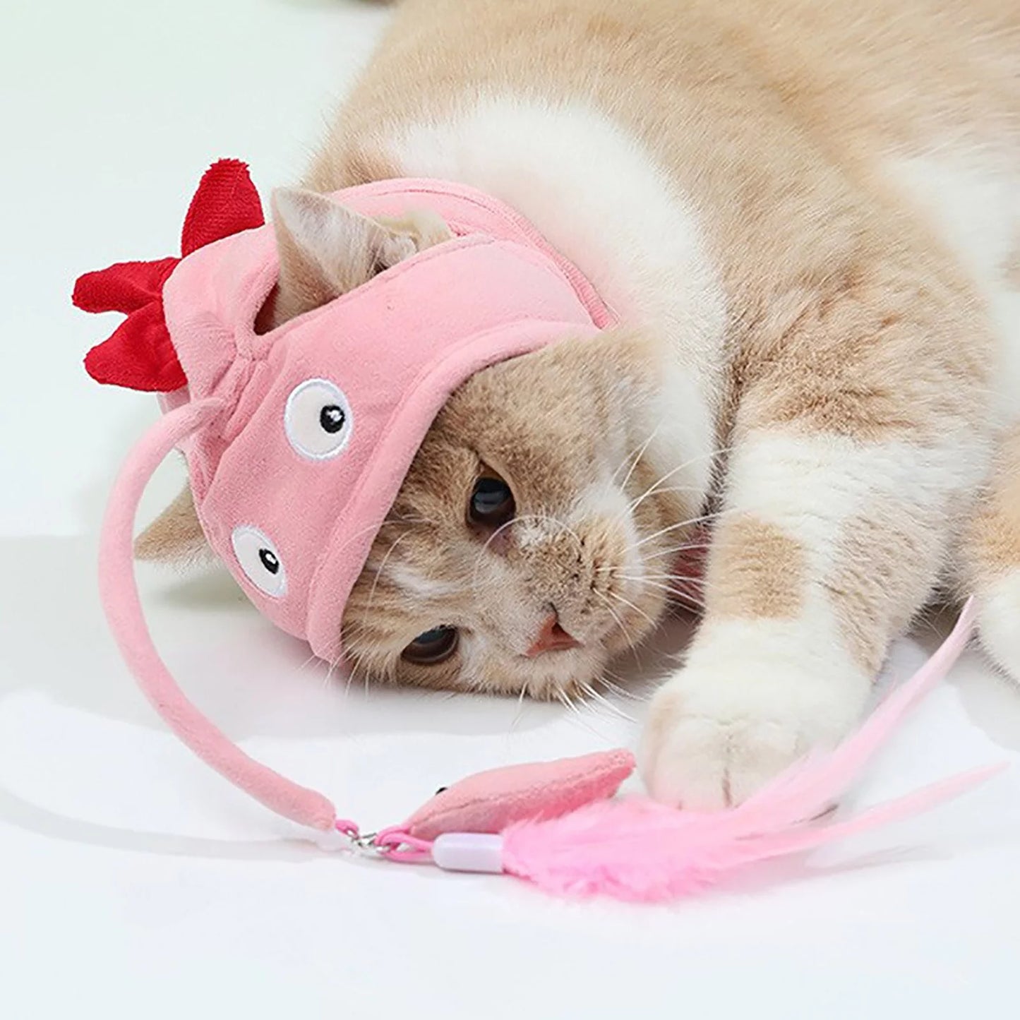 Head Mounted Cat Toy Teaser Cat Stick Cute Pet Headgear Feather Funny Cat Stick Cat Teasing Stick Interactive Cat Teaser Toy