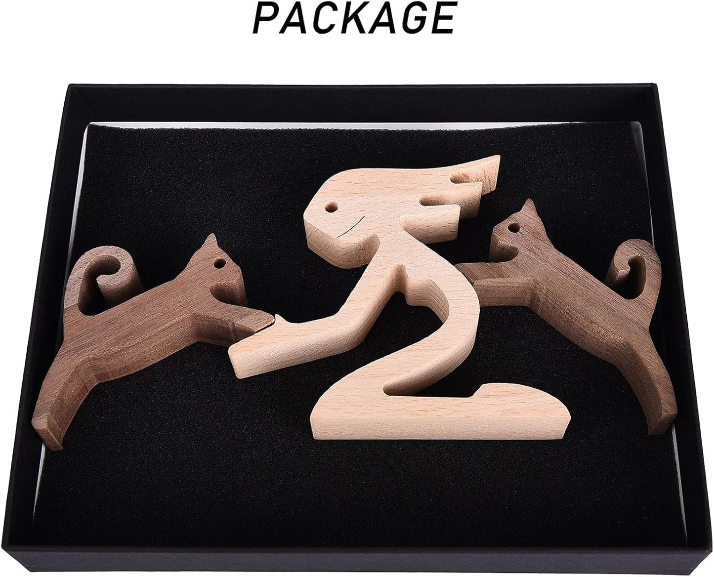 Woman and Cat Statue Wood Figurine Handcraft Kitty Ornament Home Decor Accents