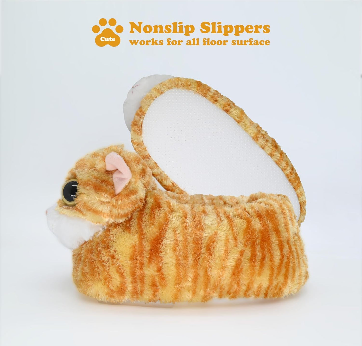 Indoor Fuzzy Winter Animal Cat Plush Slippers for Women Men Kids,Faux Fur,Warm House Slipper