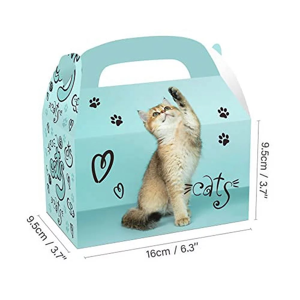 12PCS Cat Gift Bags Kitten Paper Goodie Candy Treat Bags for Kids Birthday Pet Adoption Cat Theme Party Decoration Supplies Favors Kitten Themed Goodie Bags