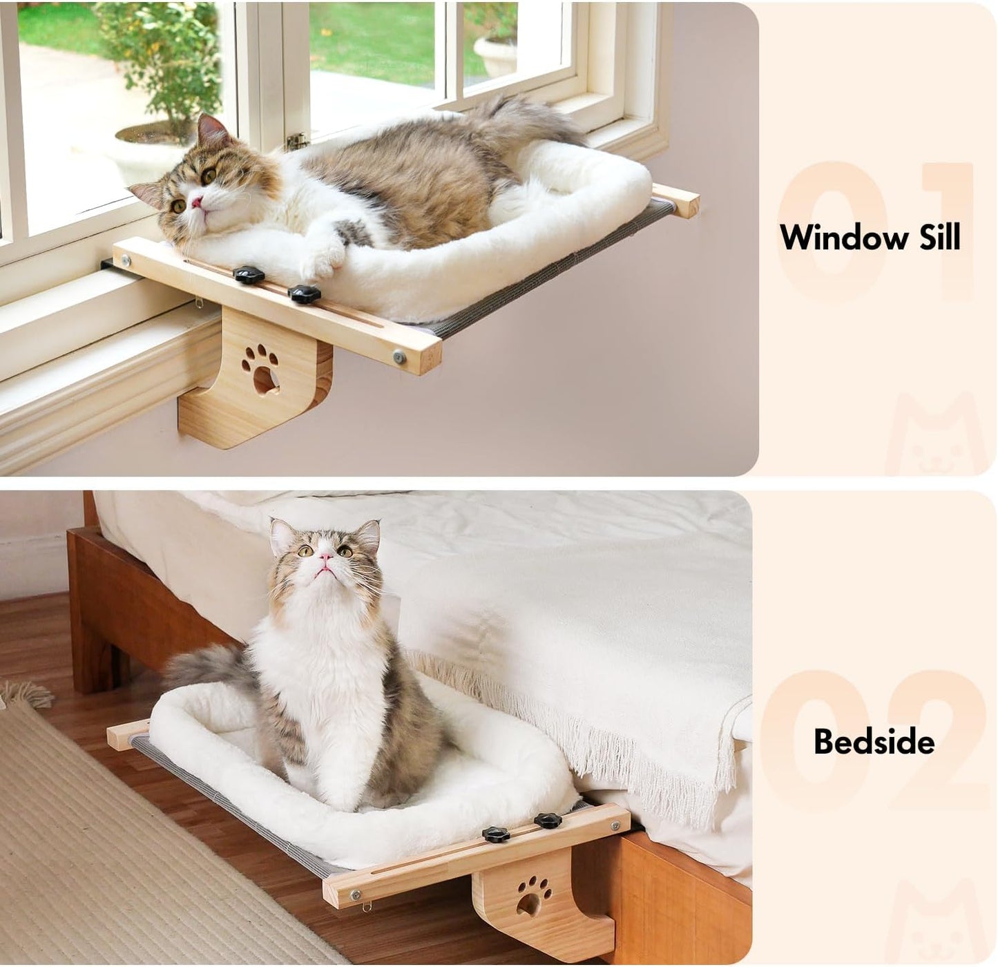 Cat Window Perch Hammock w/ Cushion Bed (L)