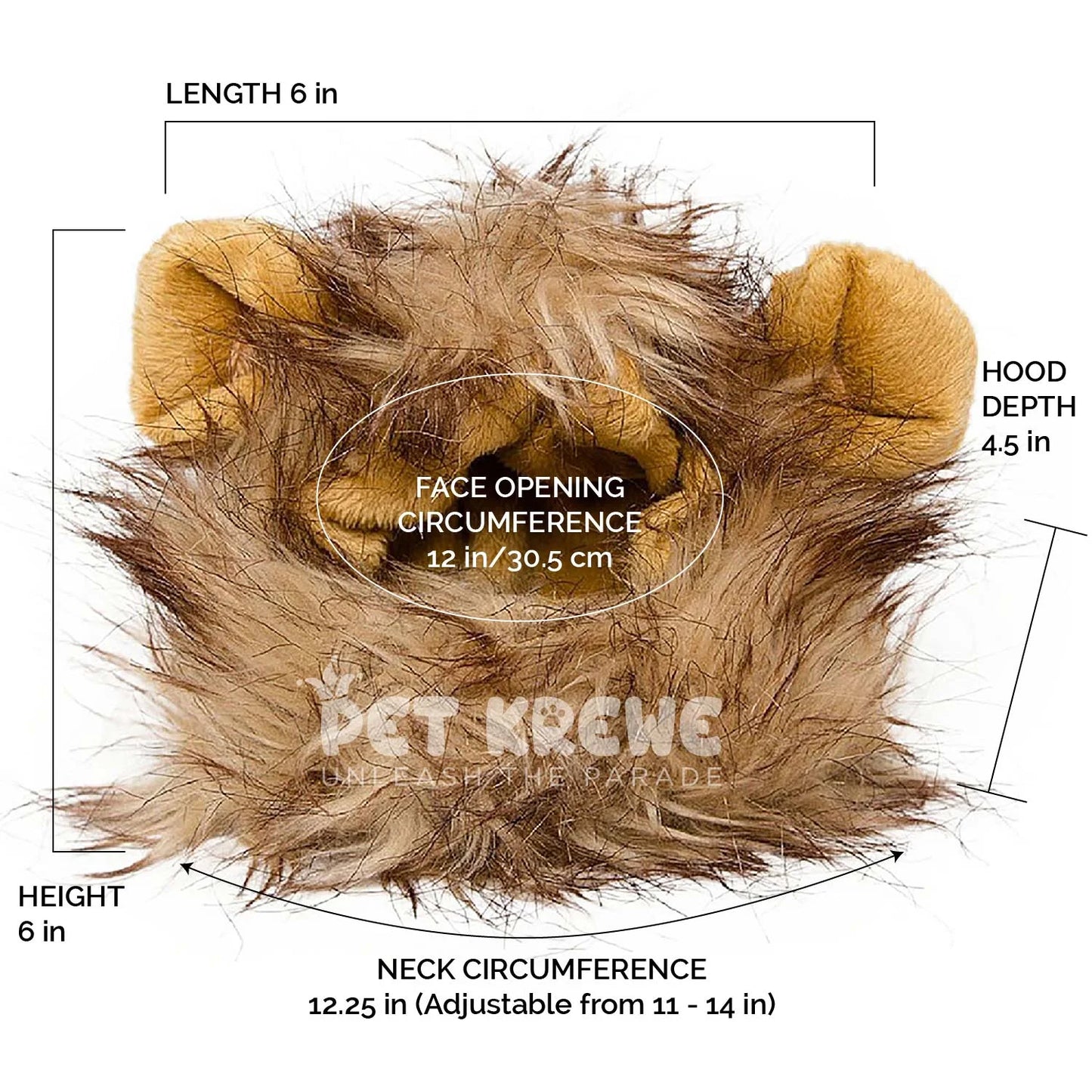 Lion Mane Costume - Lion Mane for Cats and Dogs- Fits Neck Size 8”-14” - Perfect for Halloween & Gifts for Cat Lovers