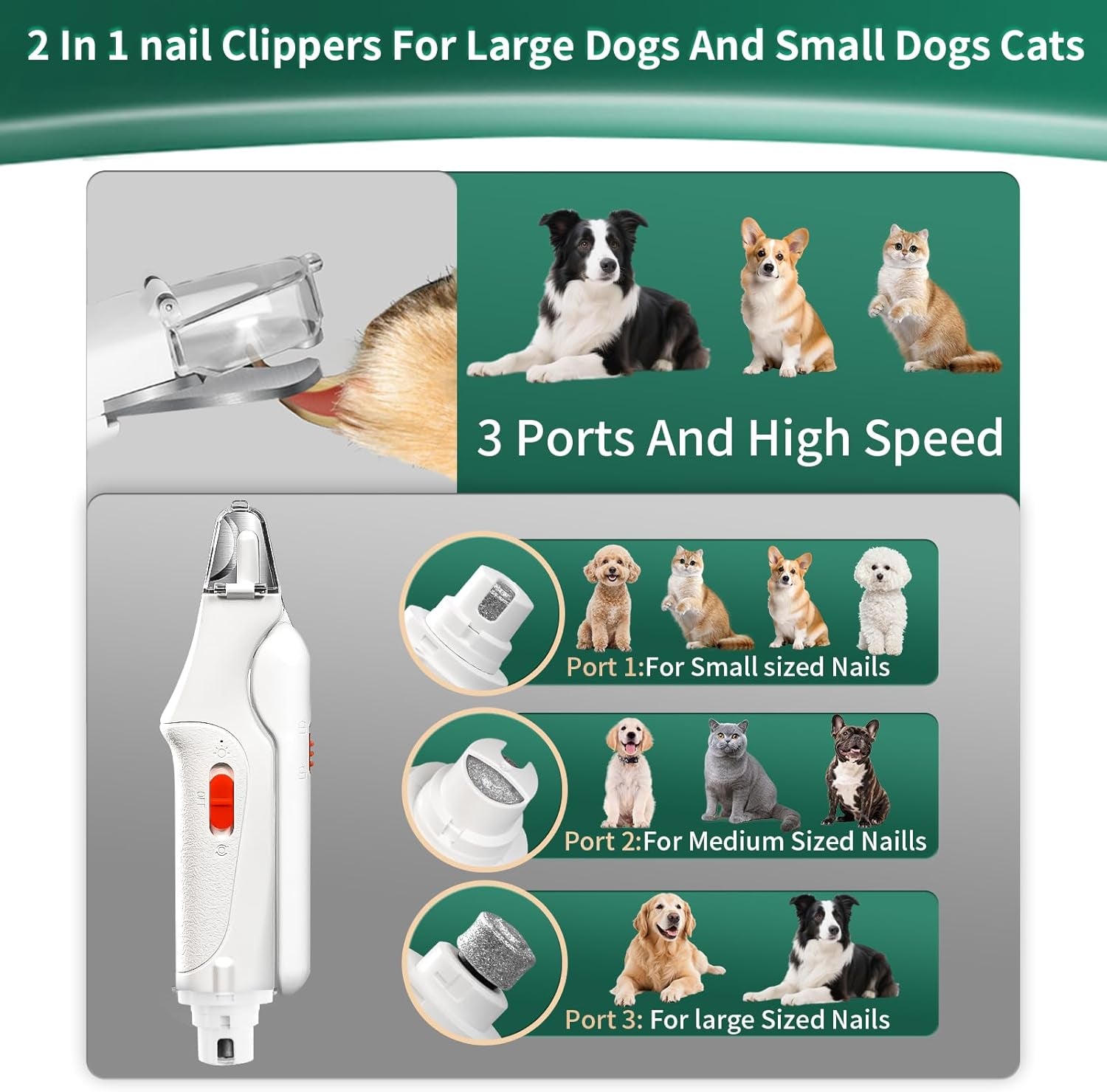 2-in-1 Cat Nail Clippers w/ LED & Safety Guard