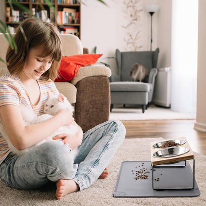 Elevated Cat Bowls w/ 15° Anti-Vomiting Stand
