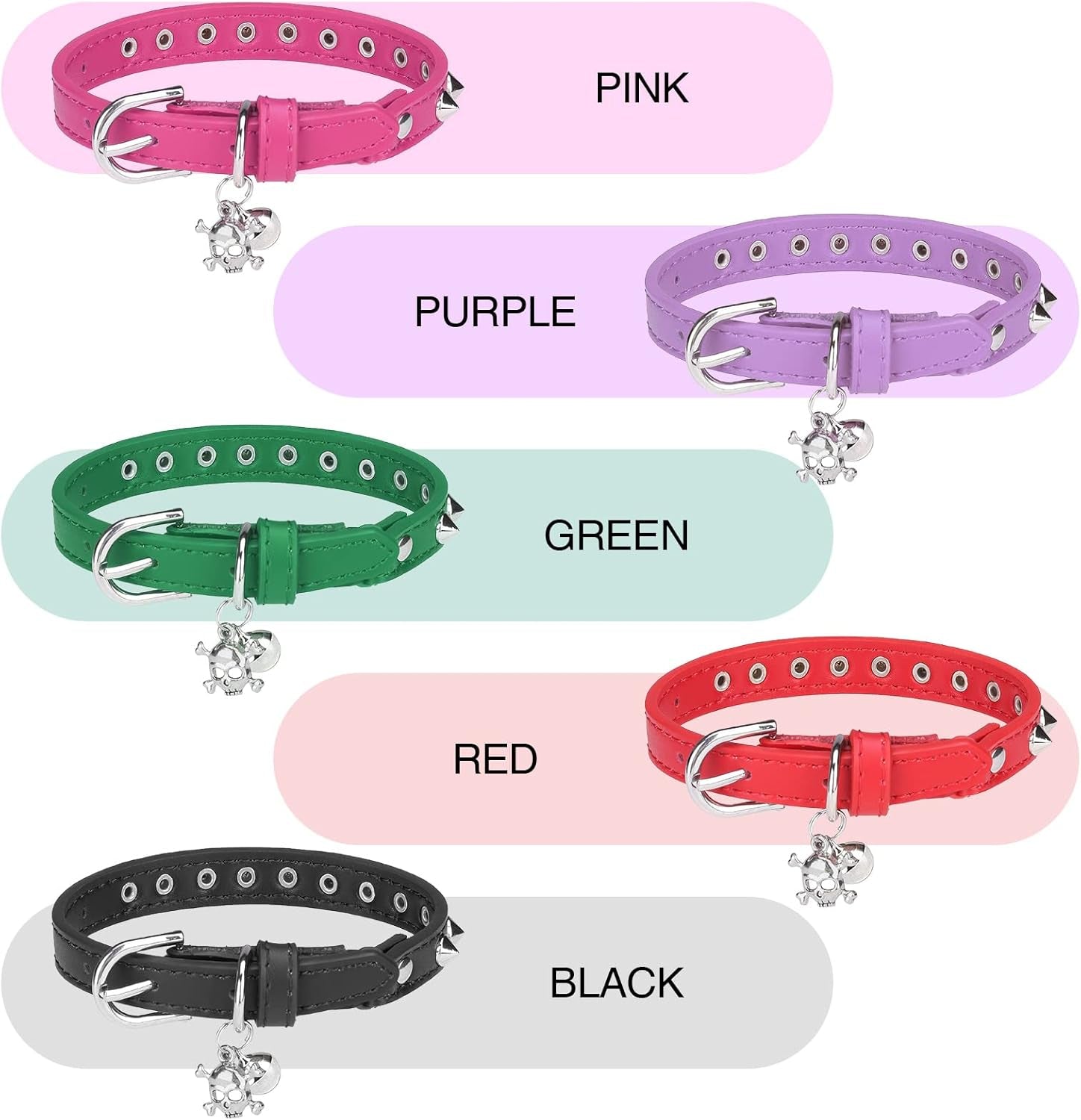 Leather Cat Collar w/ Bell & Safety Elastic