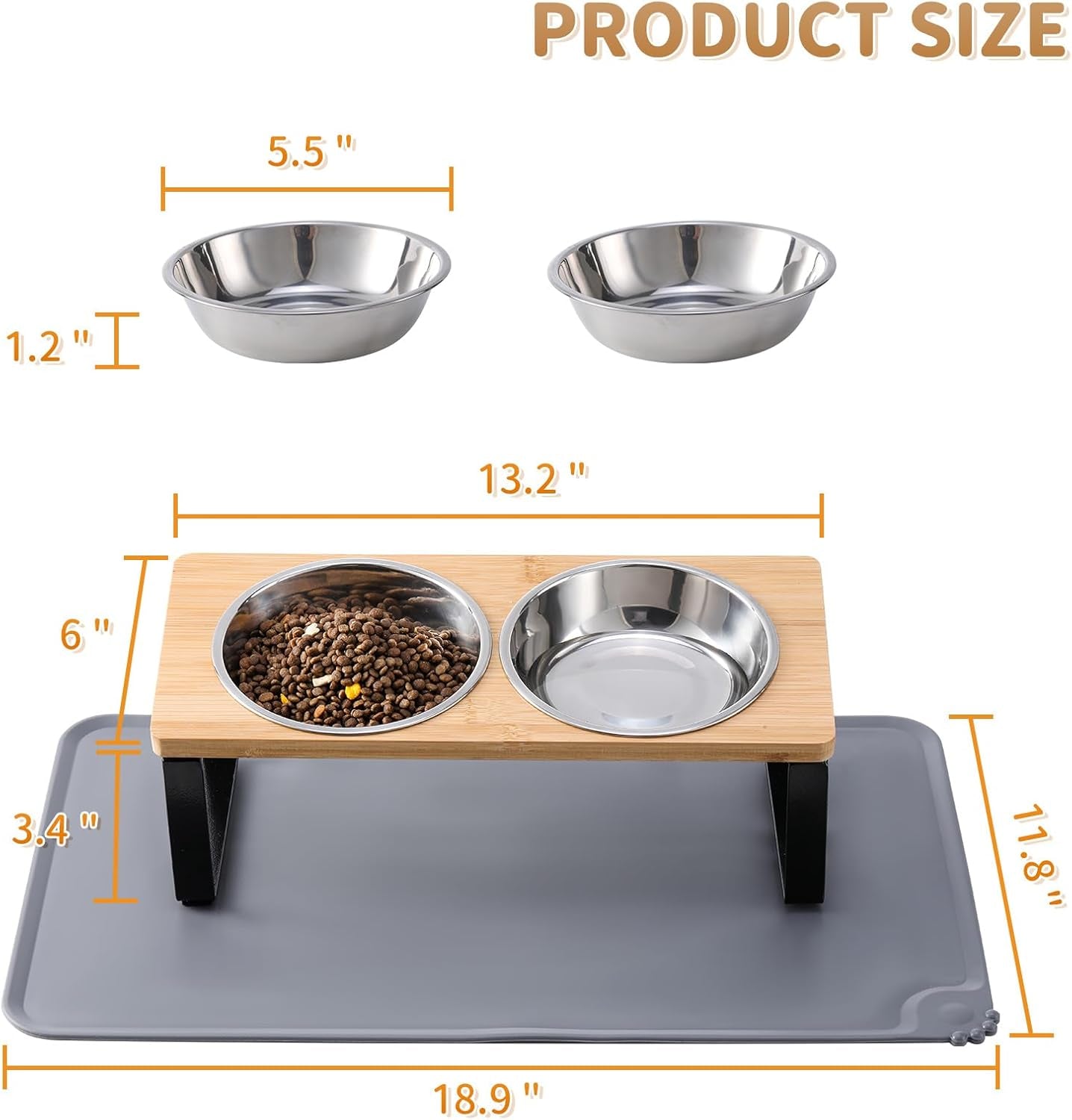 Elevated Cat Bowls w/ 15° Anti-Vomiting Stand
