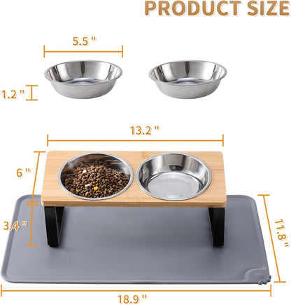 Elevated Cat Bowls w/ 15° Anti-Vomiting Stand