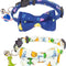 Cat Collar Breakaway with Cute Bow Tie Bell - 2 Pack Kitten Collar with Removable Bowtie Universe Dinosaur Pattern Cat Bowtie Collar for Cat Kitten (Dinosaur & Universe)