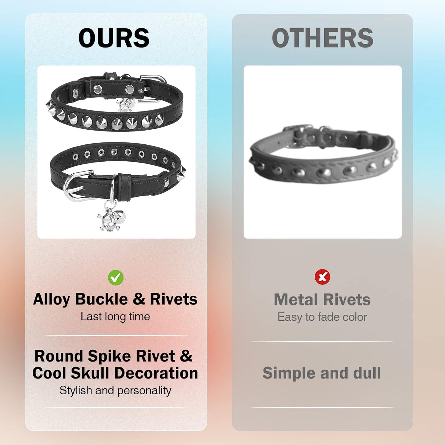 Leather Cat Collar w/ Bell & Safety Elastic