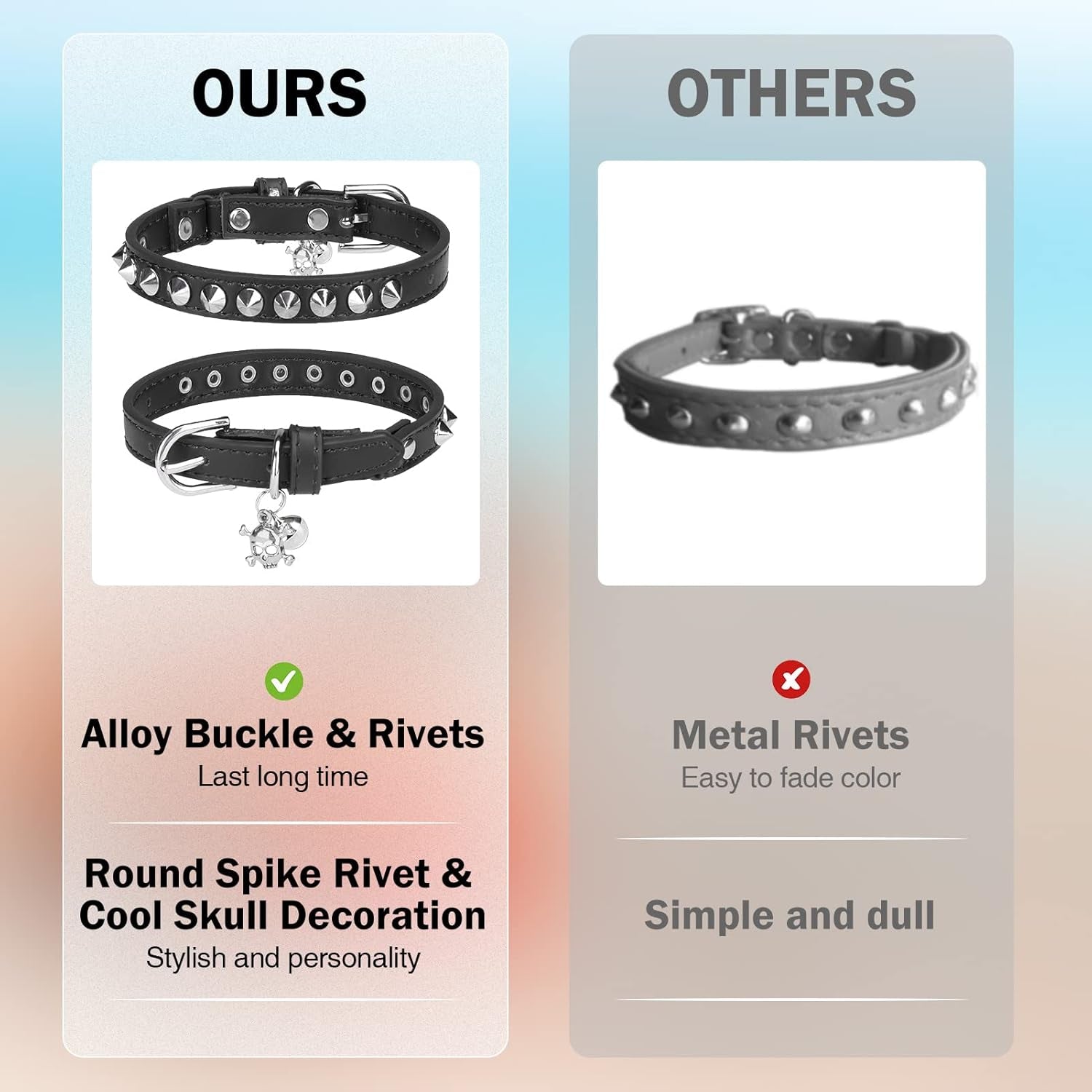 Leather Cat Collar w/ Bell & Safety Elastic