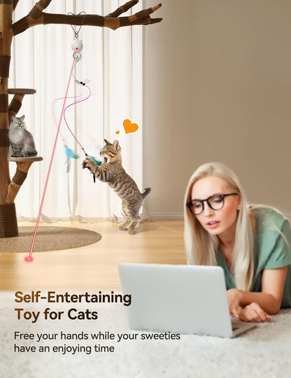 Interactive Laser Cat Toy w/ Feather & LED