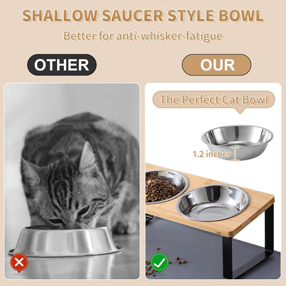 Elevated Cat Bowls w/ 15° Anti-Vomiting Stand