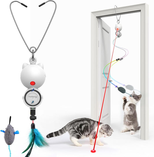 Interactive Laser Cat Toy w/ Feather & LED