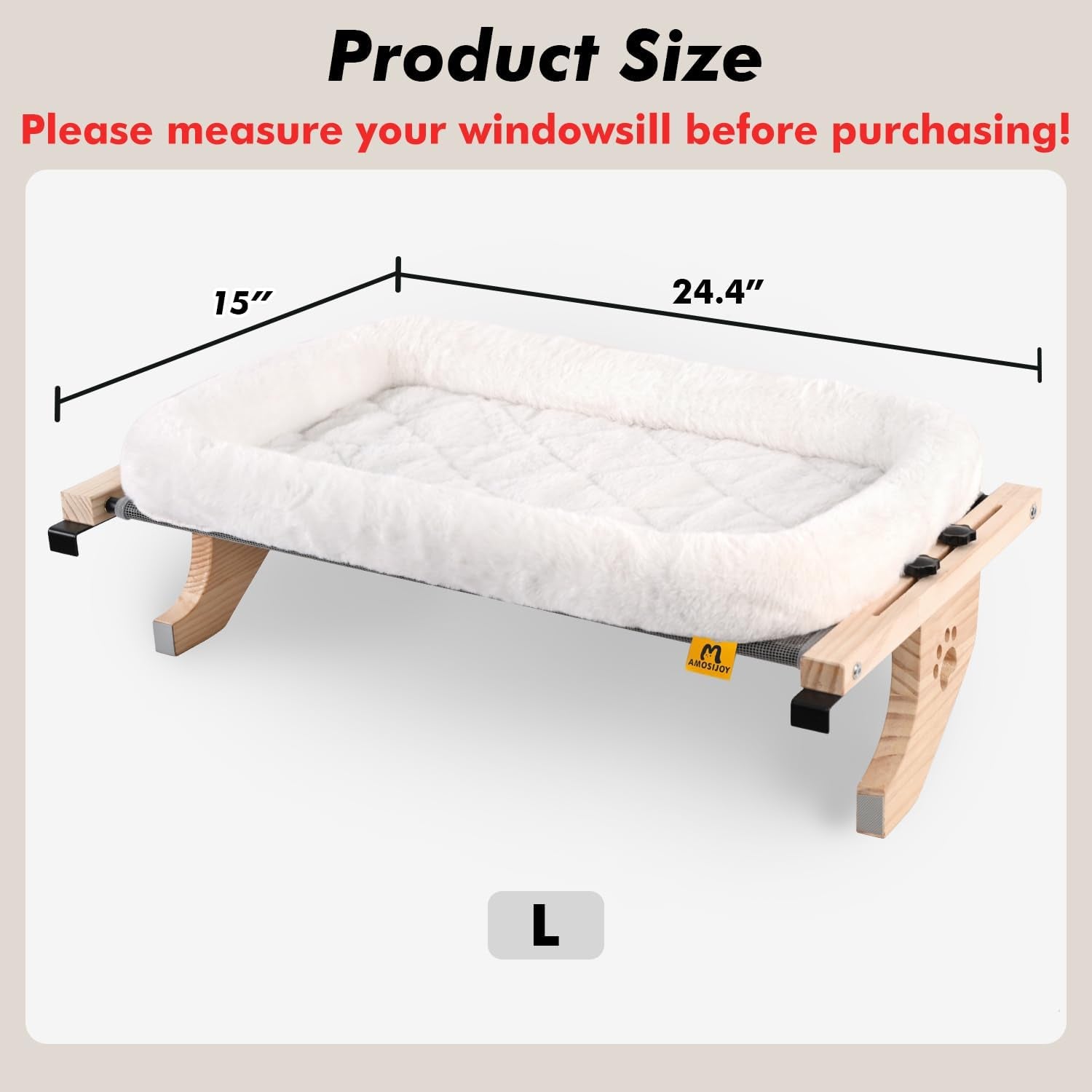 Cat Window Perch Hammock w/ Cushion Bed (L)