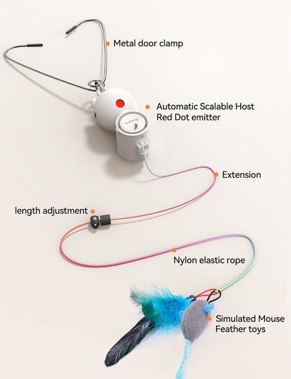 Interactive Laser Cat Toy w/ Feather & LED