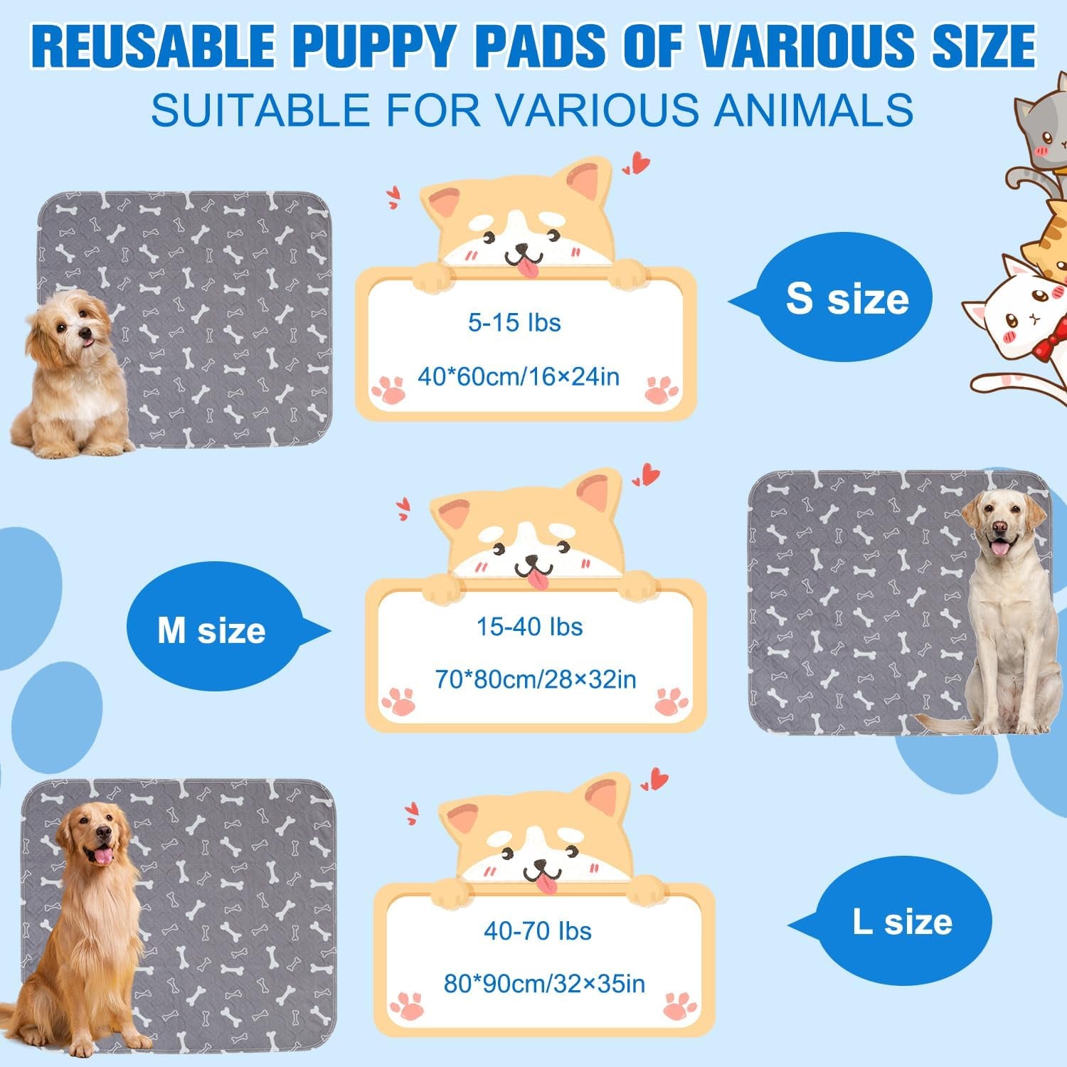 Reusable Leak-Proof Puppy Training Pads (M)