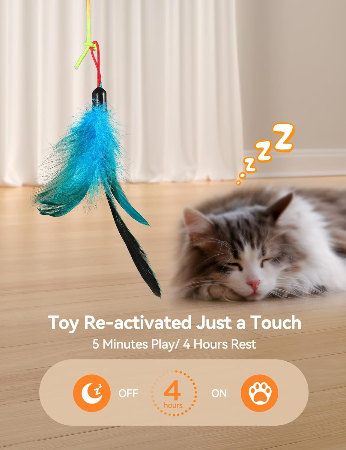 Interactive Laser Cat Toy w/ Feather & LED