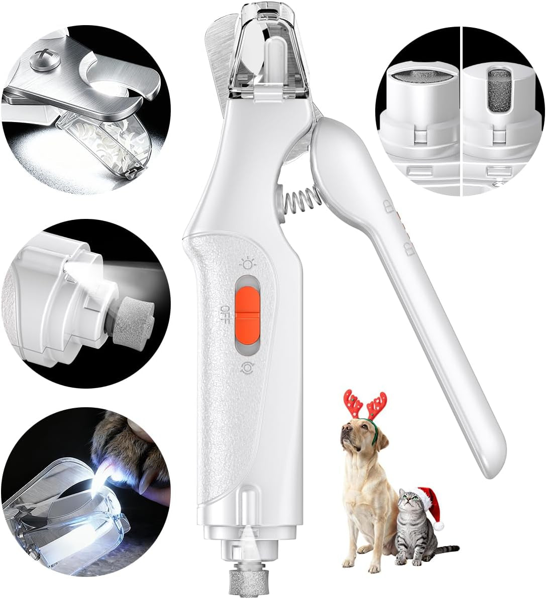 2-in-1 Cat Nail Clippers w/ LED & Safety Guard